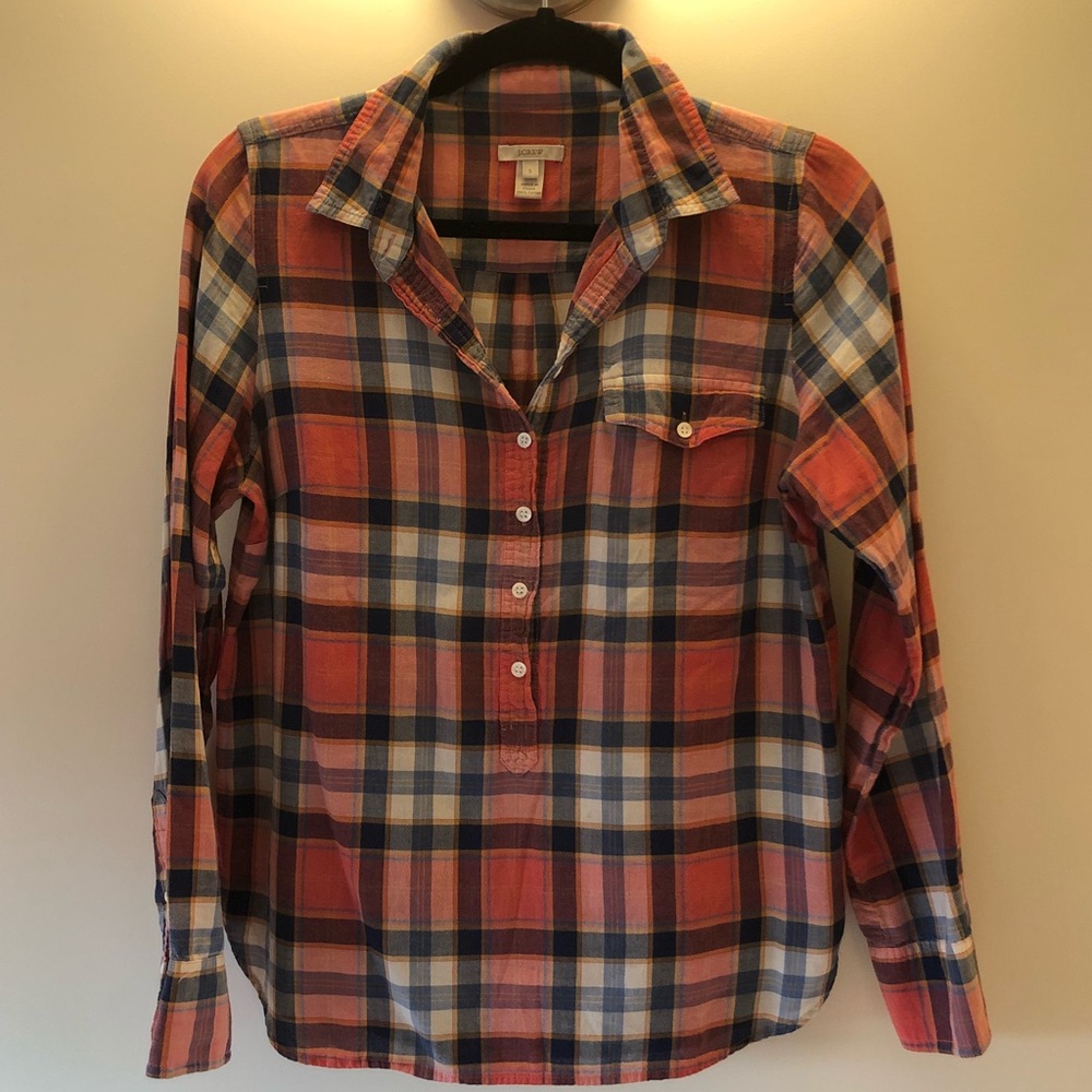 J. Crew Plaid, 3/4 Button Up